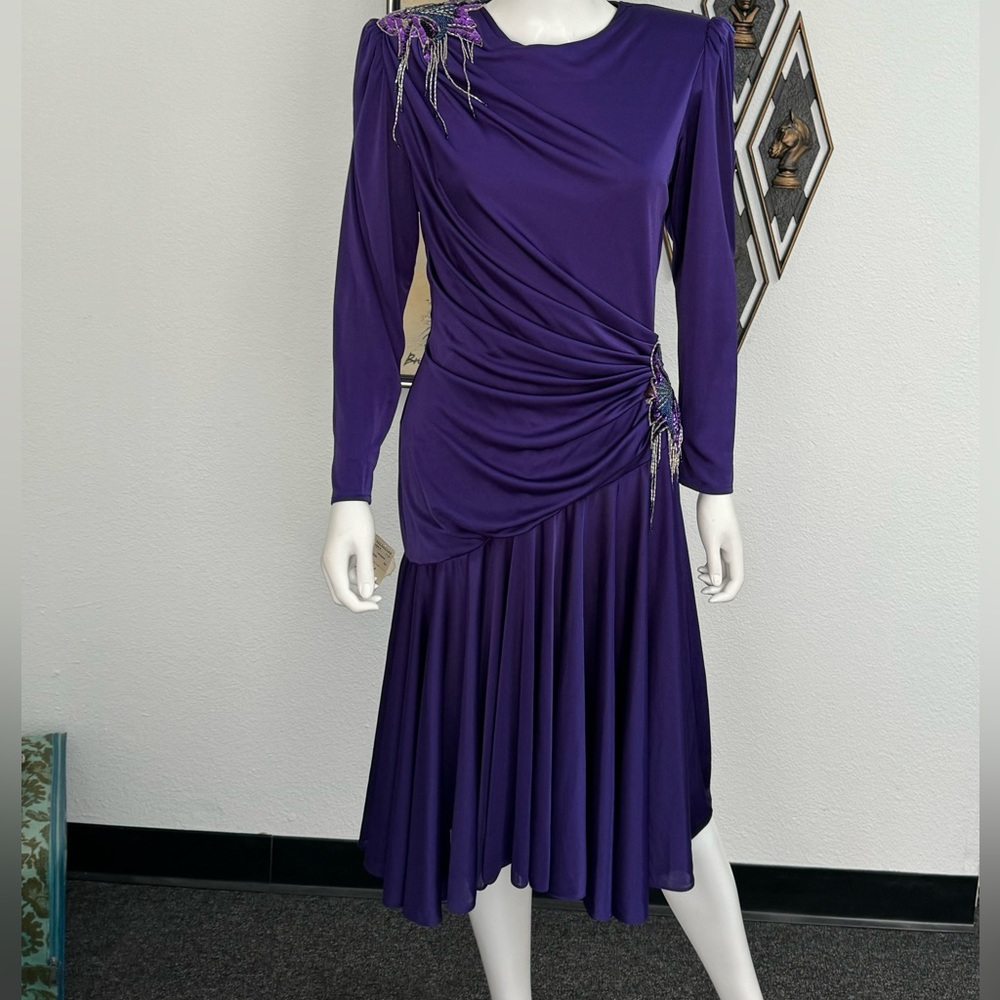 NWT Dead Stock Abby Kent Purple Cocktail Dress With Sequin Embellishment